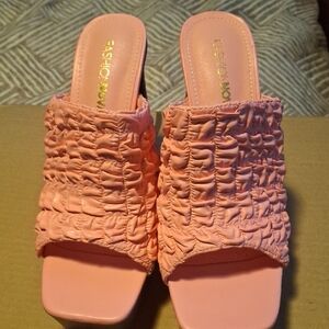 Pink Ruched Slide Sandals